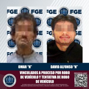 La FGE obtiene vinculaciones a proceso por robo equiparado de vehículo de motor