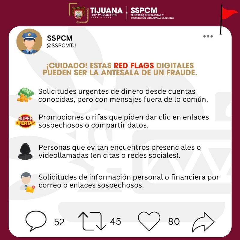 Emite SSPCM recomendaciones para identificar “red flags” digitales y prevenir fraudes en línea