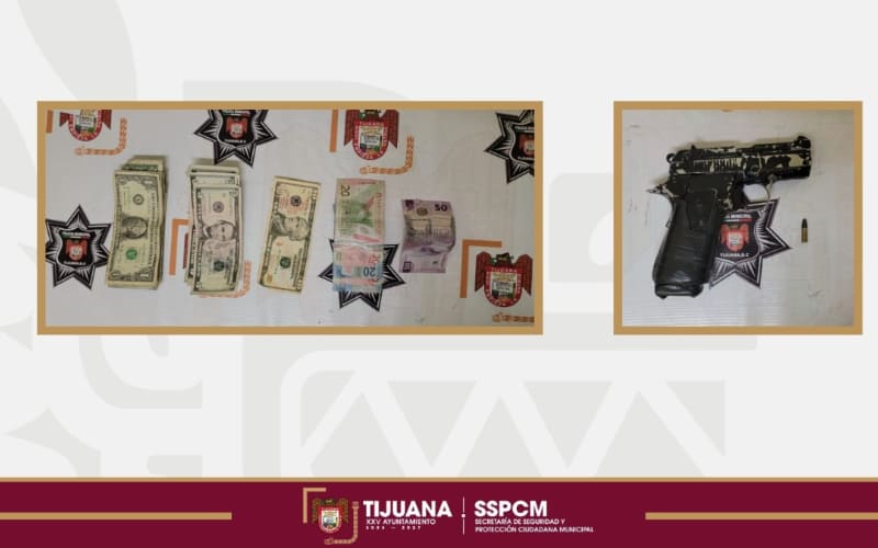 Asegura Policía Municipal de Tijuana a presunto responsable de robo con violencia a gasolinera y recupera el dinero sustraído