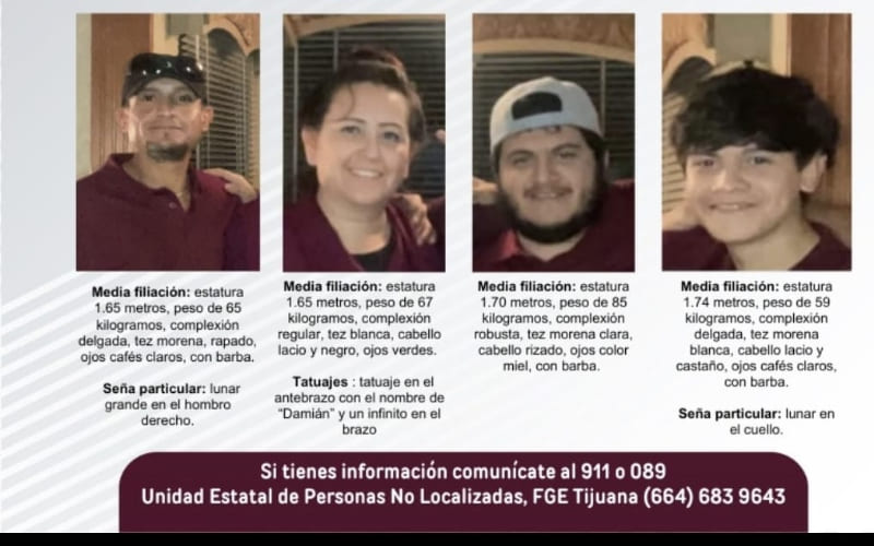 Localizan con vida a la familia reportada como desaparecida en Tijuana