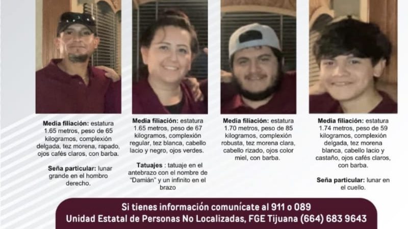 Localizan a familia reportada como desaparecida en Tijuana