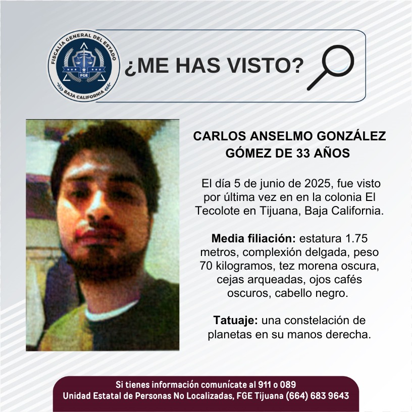 Pesquisa de Carlos Anselmo González Gómez de 33 años de edad