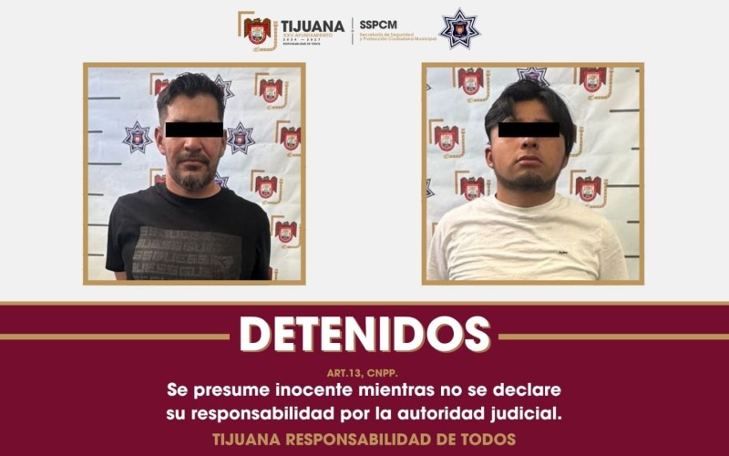 Detiene la Policía Municipal de Tijuana a dos hombres por allanamiento de morada y portación de arma de fuego