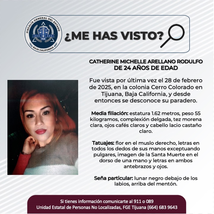 Pesquisa de Catherine Michelle Arellano Rodulfo de 24 años de edad