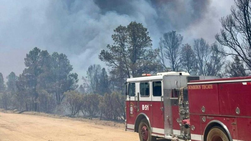 Reportan Protección Civil y Bomberos de Tecate un 98% de avance en el control del incendio forestal