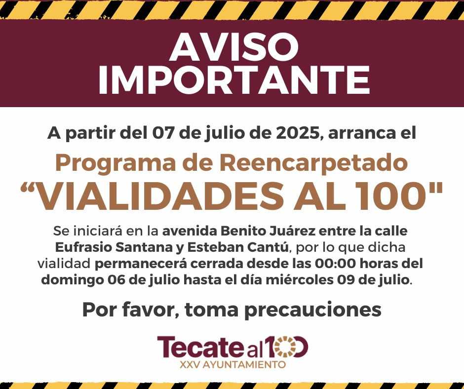Anuncia Roman Cota arranque del programa de reencarpetado “Vialidades al 100“