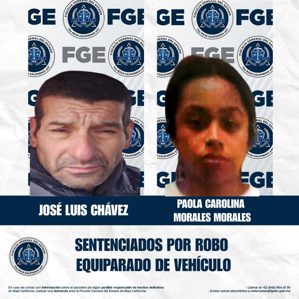 Fiscalía de Tijuana obtiene dos sentencias condenatorias por robo equiparado de vehículo de motor