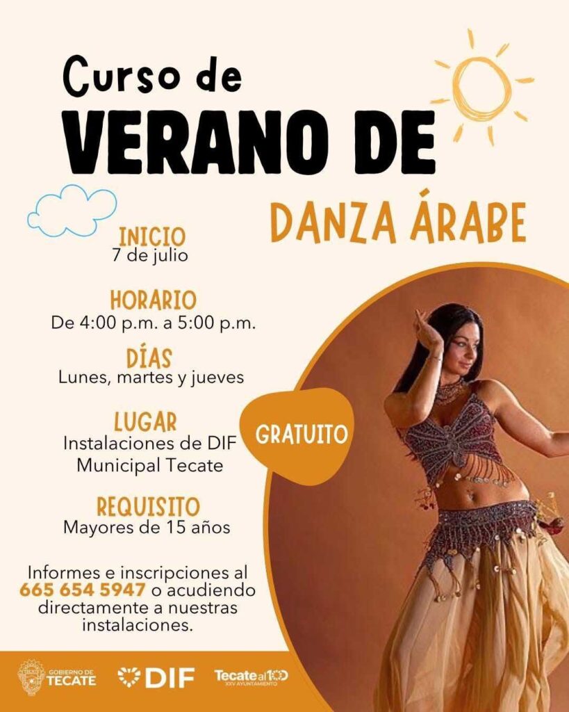 DIF Tecate invita al Curso de Verano de Danza Árabe