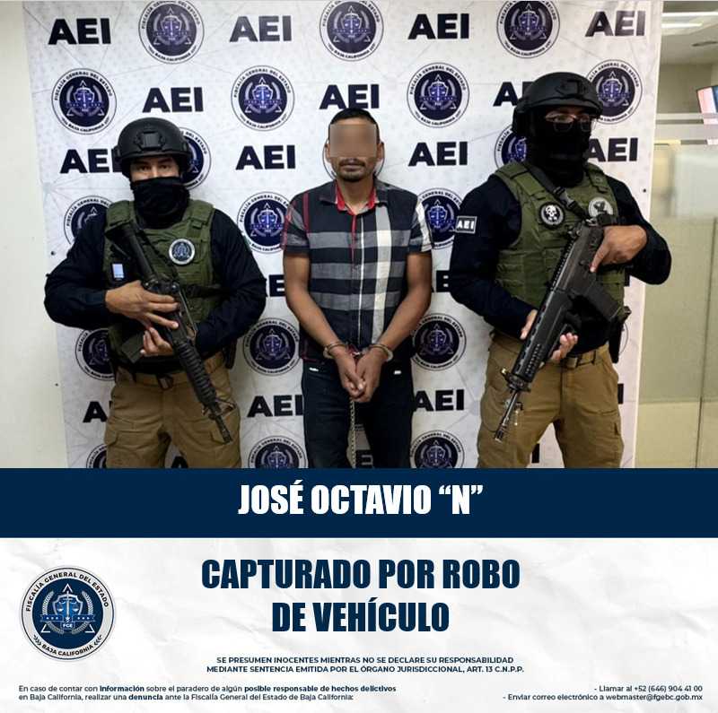 Agencia Estatal de investigación captura a presunto líder de grupo dedicado al robo de vehículos en Tijuana