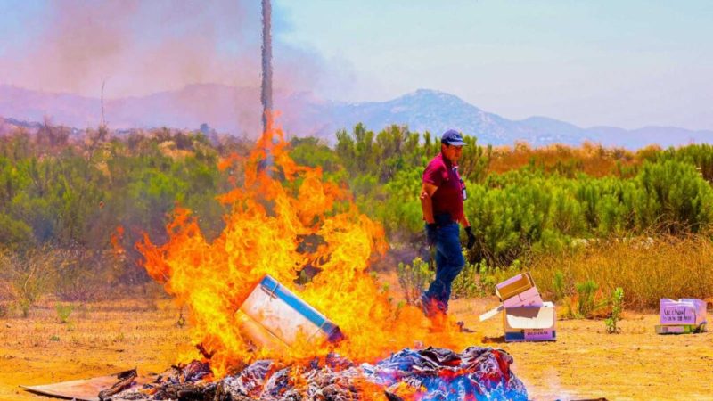 Fiscalía General del Estado realiza destrucción de más de 25 kilos de narcóticos en Tecate