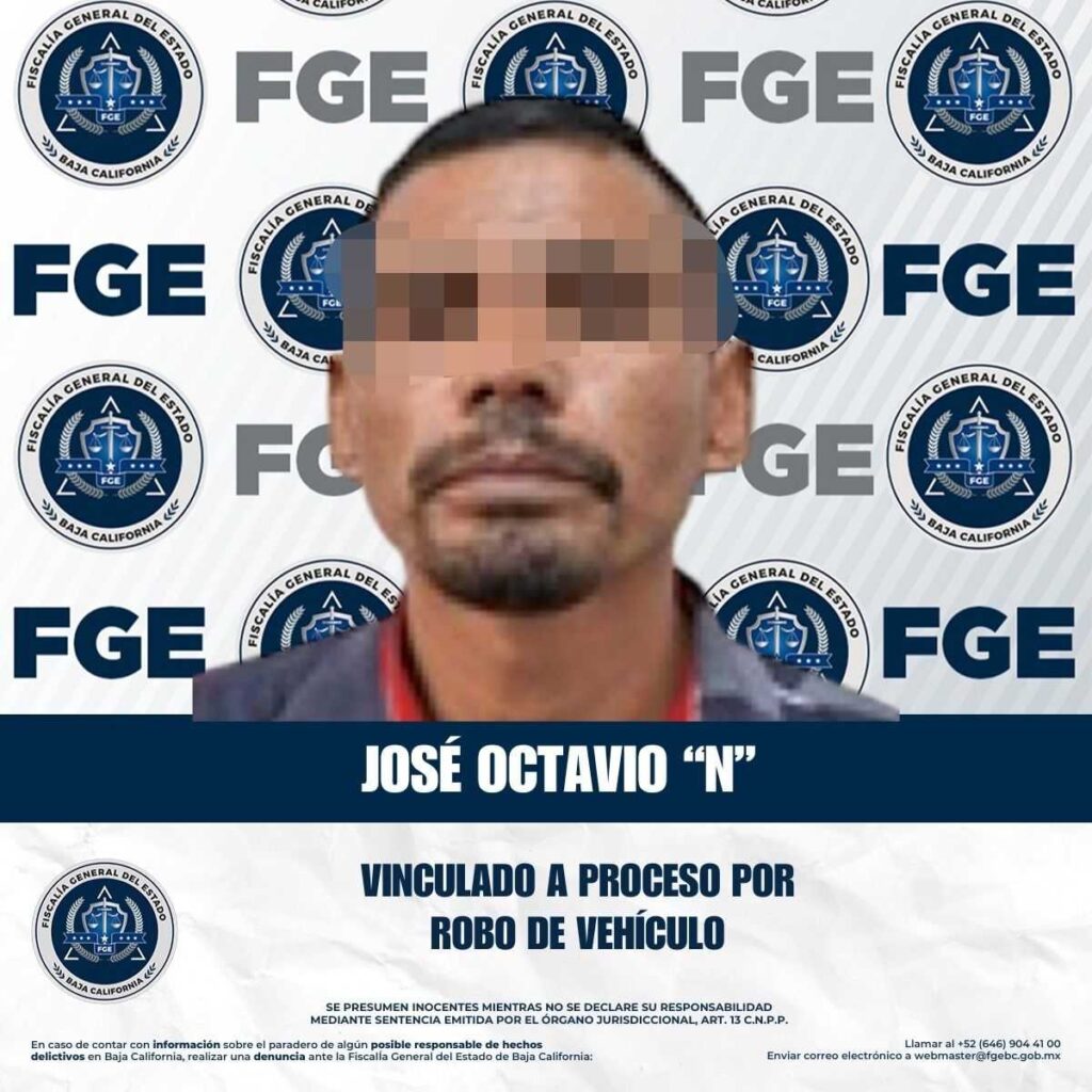 Vinculación a proceso de un hombre por robo equiparado de vehículo en Tijuana