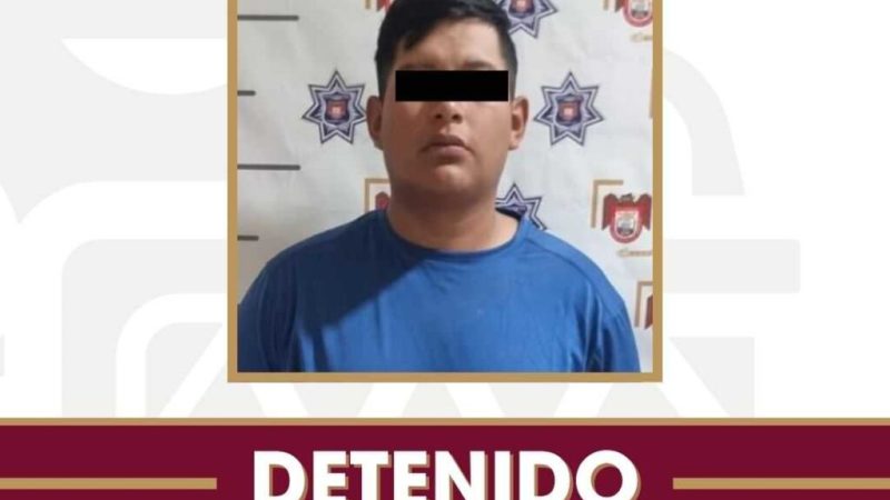 Detiene Policía Municipal a hombre por agresión física y amenazas contra mujer