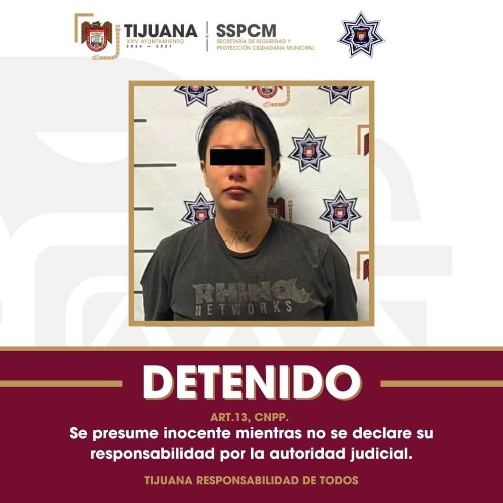 Captura Policía Municipal de Tijuana a mujer por lesionar con arma blanca a su pareja en la colonia Cuauhtémoc