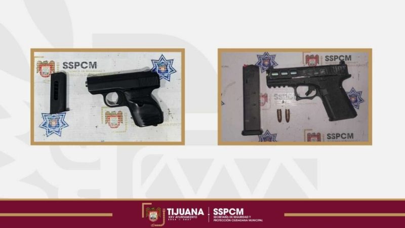 Detiene Policía Municipal de Tijuana a dos sujetos armados durante patrullajes preventivos
