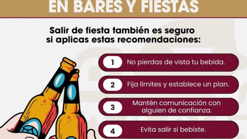 Emite SSPCM recomendaciones de autocuidado en bares y fiestas: disfruta con seguridad estas vacaciones