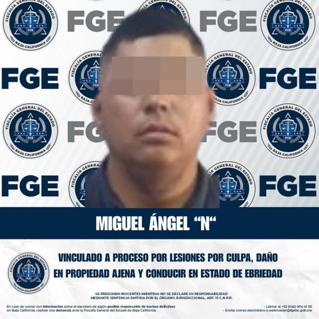 Fiscalía Logra vinculación a proceso de un hombre por lesiones y daños cometidos en estado de ebriedad en la zona centro de Tijuana
