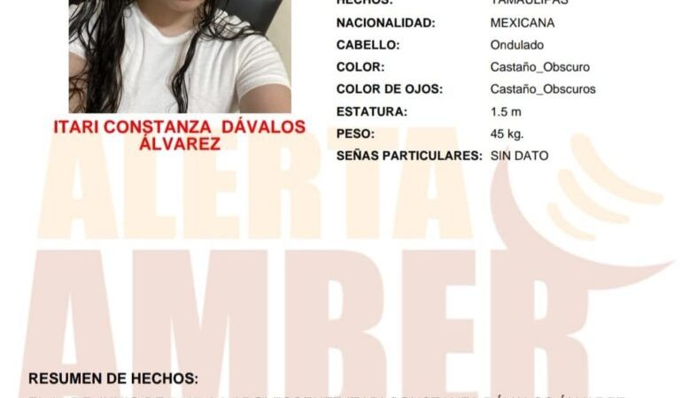 Alerta Amber para localizar a Itari Constanza Dávalos Álvarez de 15 años de edad