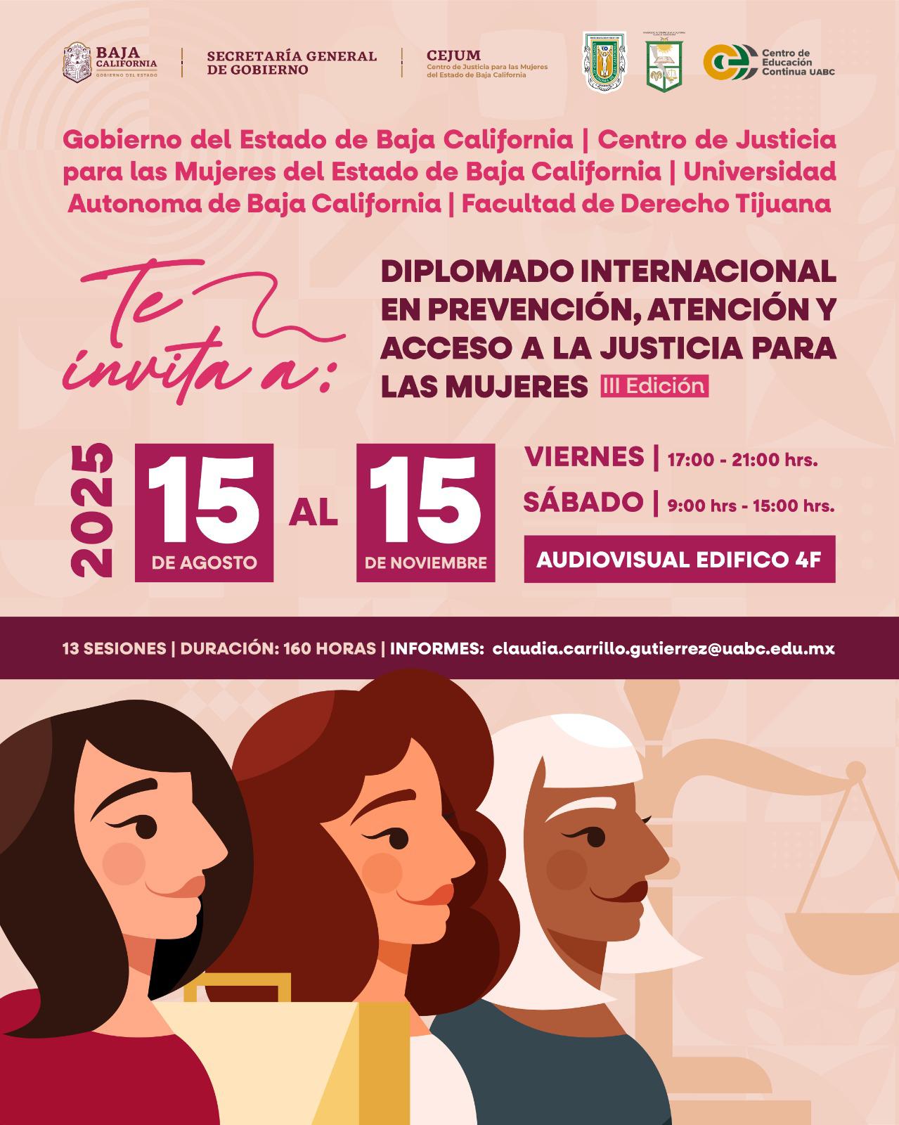 Anuncia CEJUM la 3ª Edición del Diplomado en Prevención, Atención y Acceso a la Justicia para la Mujeres