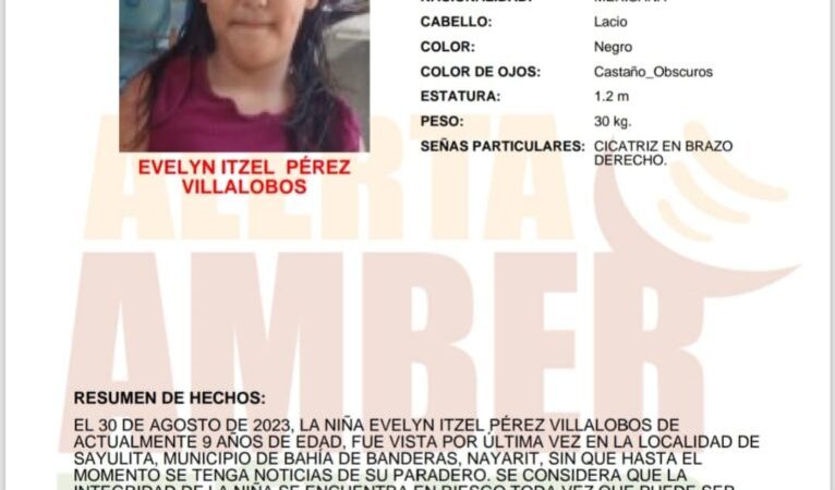 Alerta Amber de Evelyn Itzel Pérez Villalobos de 7 años de edad