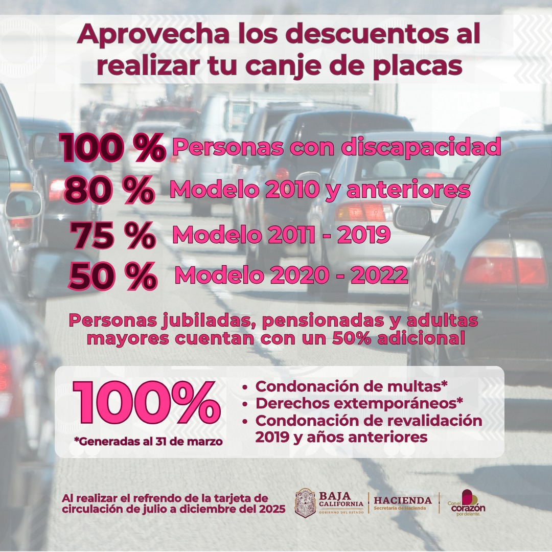 Exhorta Gobierno del Estado a aprovechar decreto de descuentos en canje de placas vigente hasta el 31 de diciembre del 2025