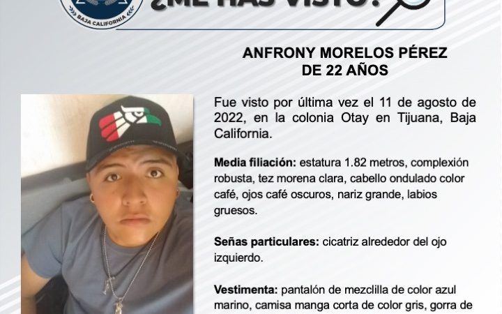 Pesquisa de Anfrony Morelos Pérez de 22 años de edad