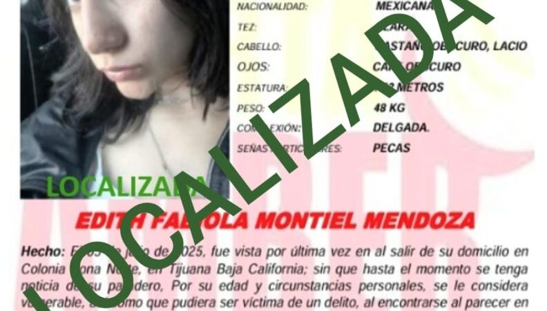 Alerta Amber cancelada de Edith Fabiola Mendoza de 12 años de edad