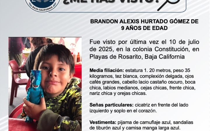 Pesquisa de Brandon Alexis Hurtado Gómez de 9 años de edad