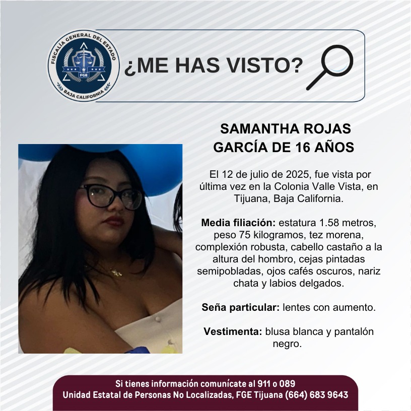 Pesquisa de Samantha Rojas García de 16 años de edad