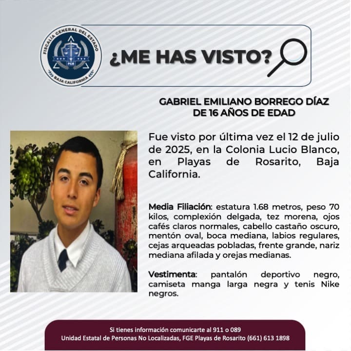 Pesquisa de Gabriel Emiliana Borrego Díaz de 16 años de edad