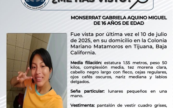 Pesquisa de Monserrat Gabriela Aquino Miguel de 16 años de edad