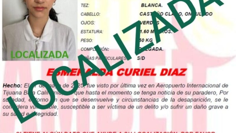Alerta Amber desactivada de Esmeralda Curiel Díaz de 14 años de edad