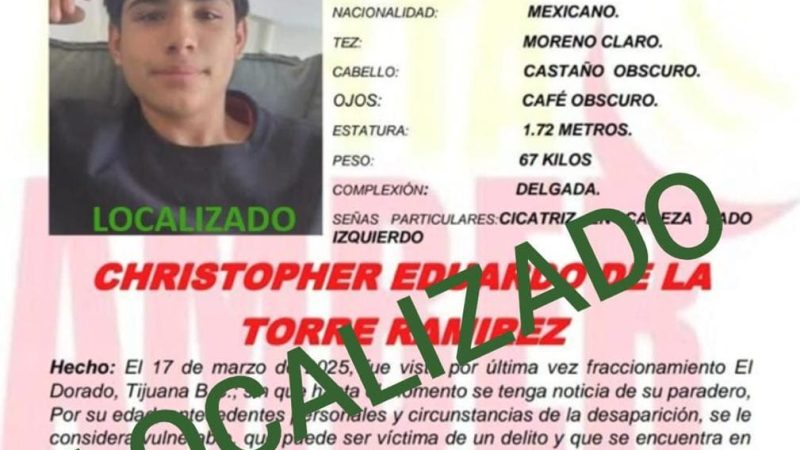 Desactivan Alerta Amber tras localizar a menor en Tijuana