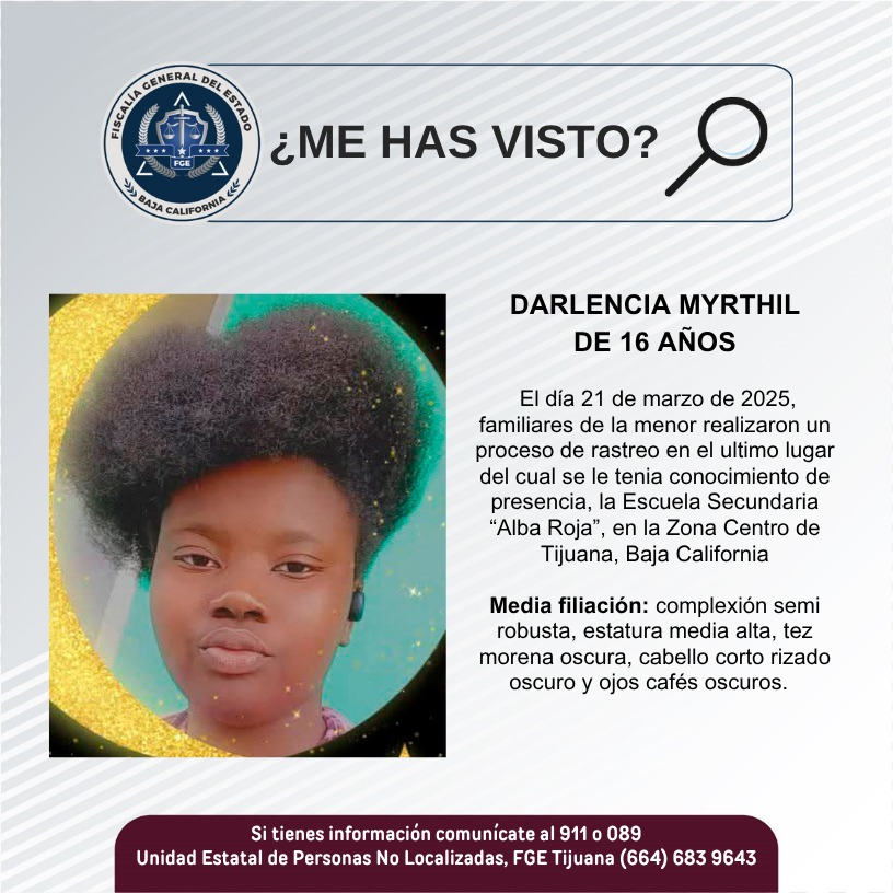 Pesqusia de Darlencia Myrthil de 16 años de edad