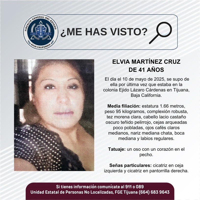 Pesquisa de Elvia Martínez Cruz de 41 años de edad