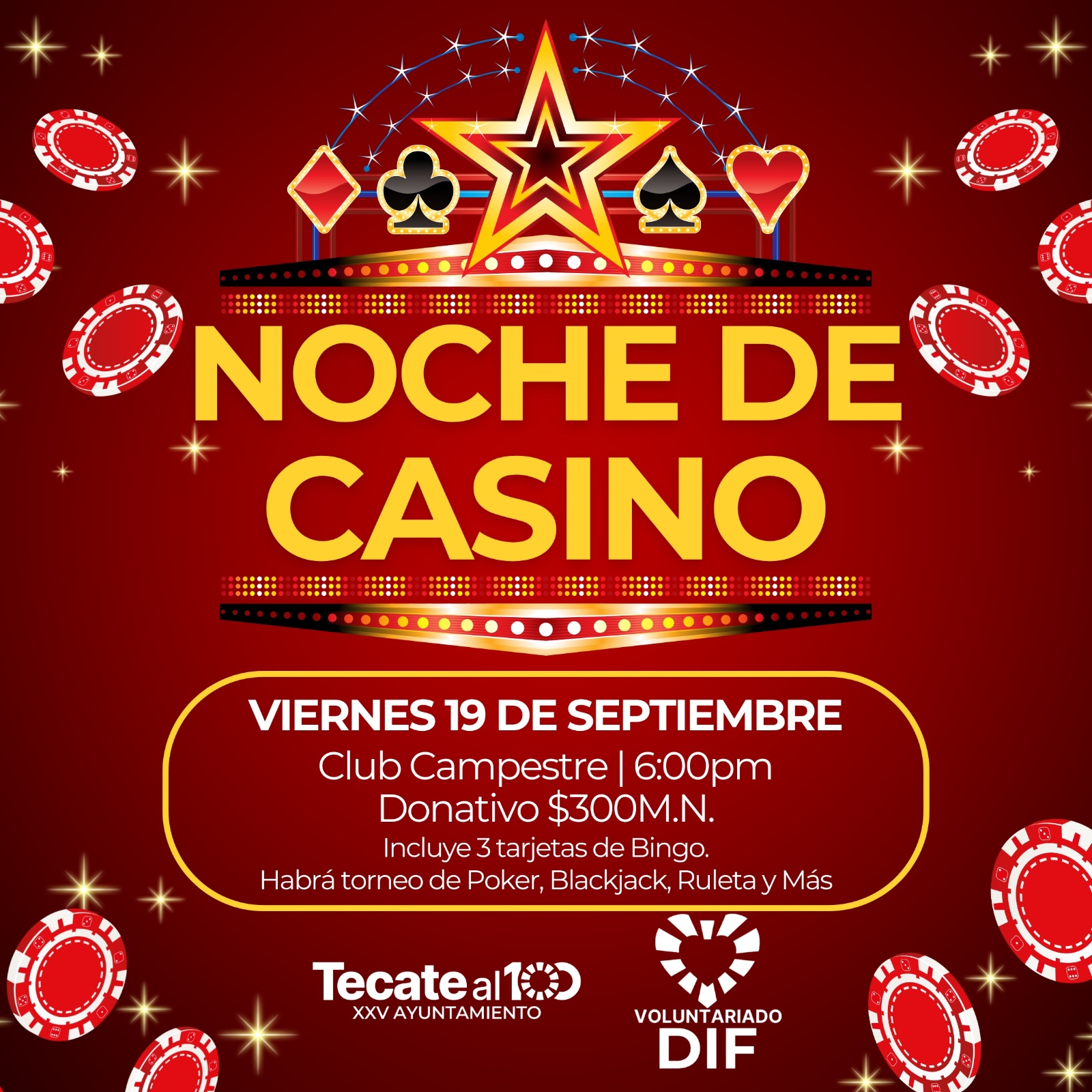 Invita DIF Tecate a disfrutar de una emocionante «Noche de Casino» a beneficio de programas asistenciales