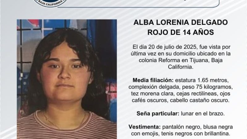 Pesquisa de Alba Lorenia Delgado Rojo de 14 años de edad