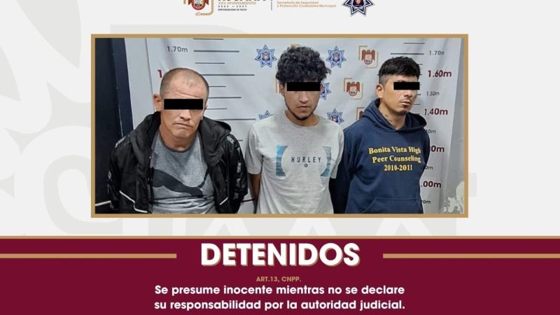 Detiene Policía Municipal de Tijuana a tres sujetos por robo con violencia a casa habitación