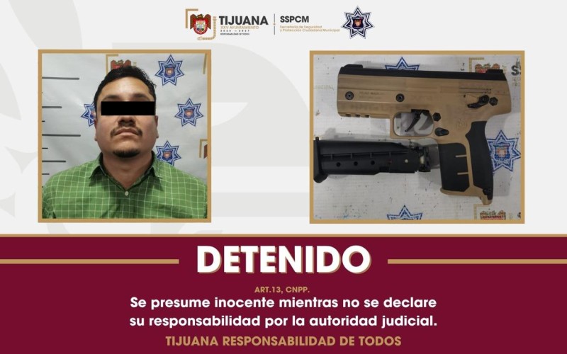 Asegura Policía Municipal de Tijuana a persona por amenazas con arma de utilería tras incidente de tránsito