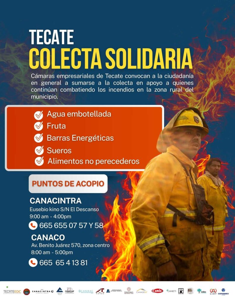 Tecate: Colecta solidaria para quienes arriesgan su vida en los incendios