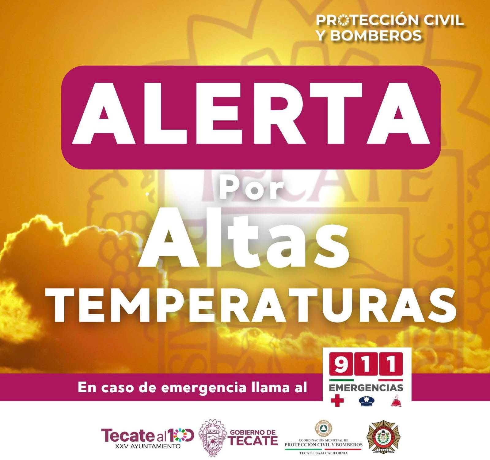 Emite Gobierno de Tecate alerta meteorológica por altas temperaturas