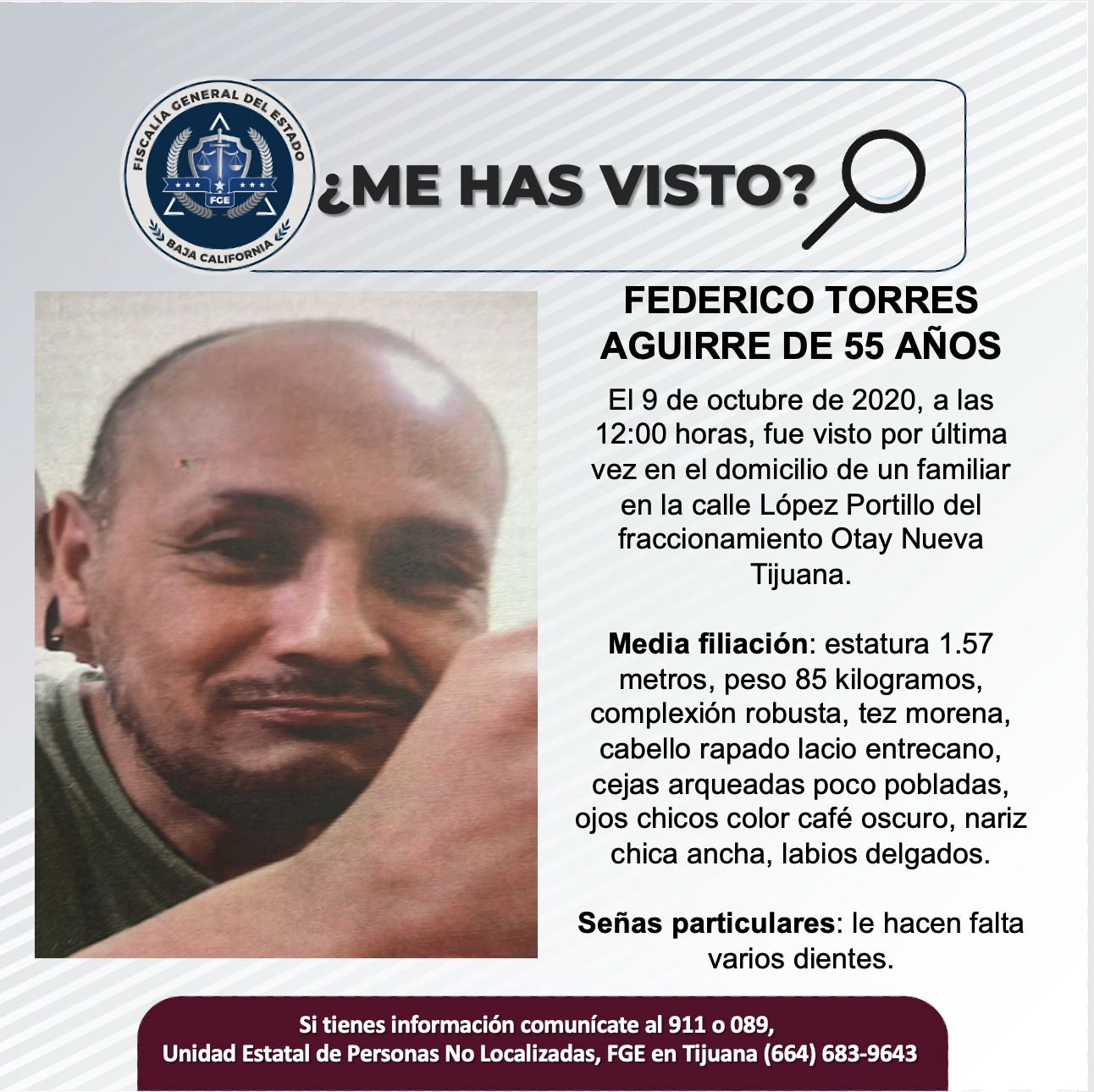 Pesquisa de Federico Torres Aguirre de 55 años de edad