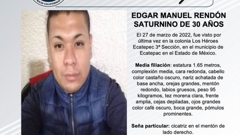 Pesquisa de Edgar Manuel Rendón Saturnino de 30 años de edad