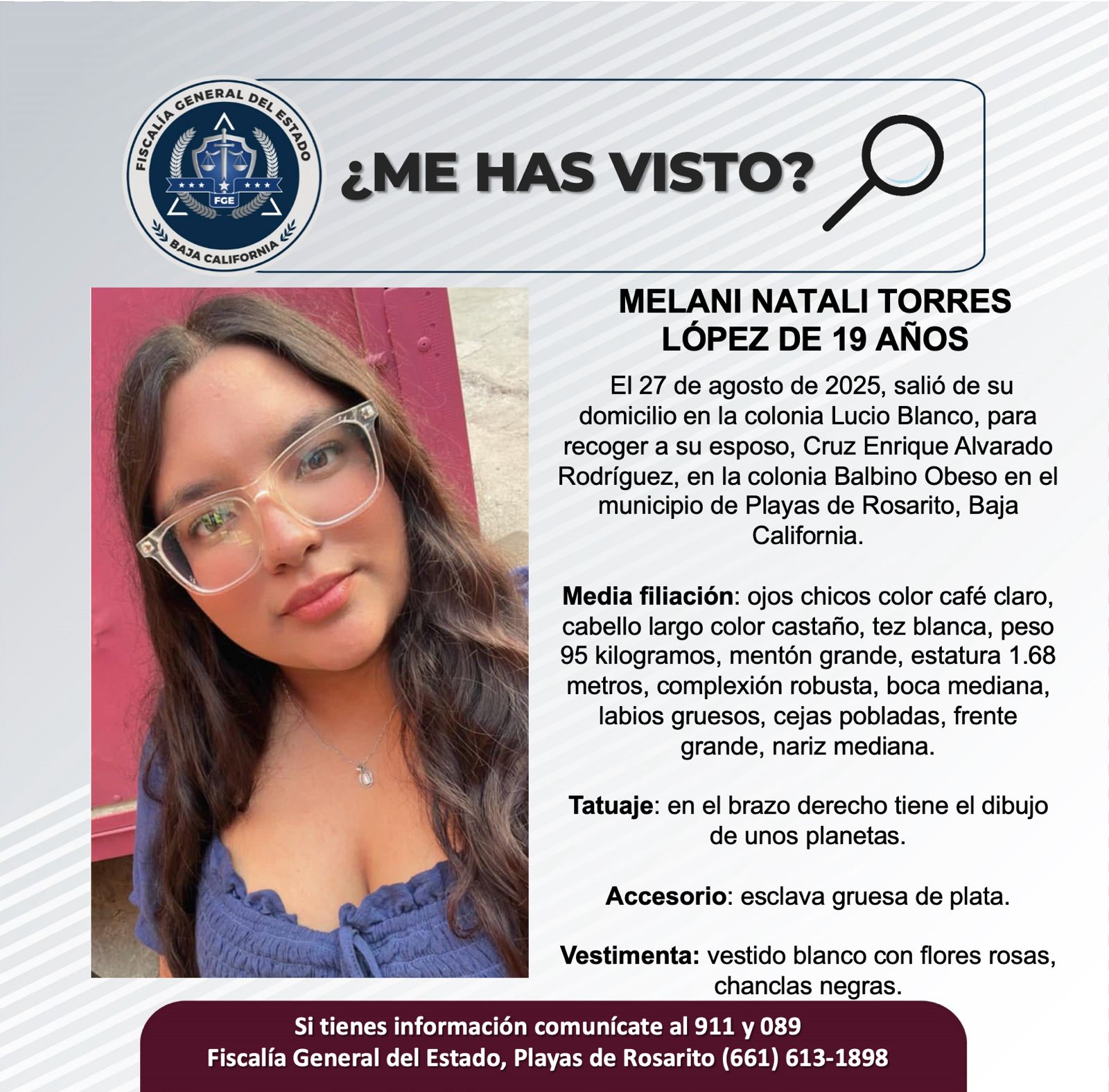 Pesquisa de Melani Natali Torres López de 19 años de edad