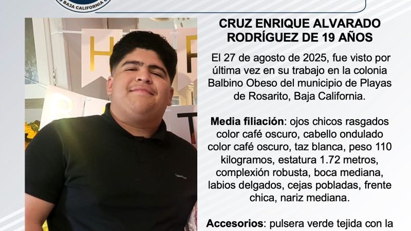 Pesquisa de Cruz Enrique Alvarado Rodríguez de 19 años de edad