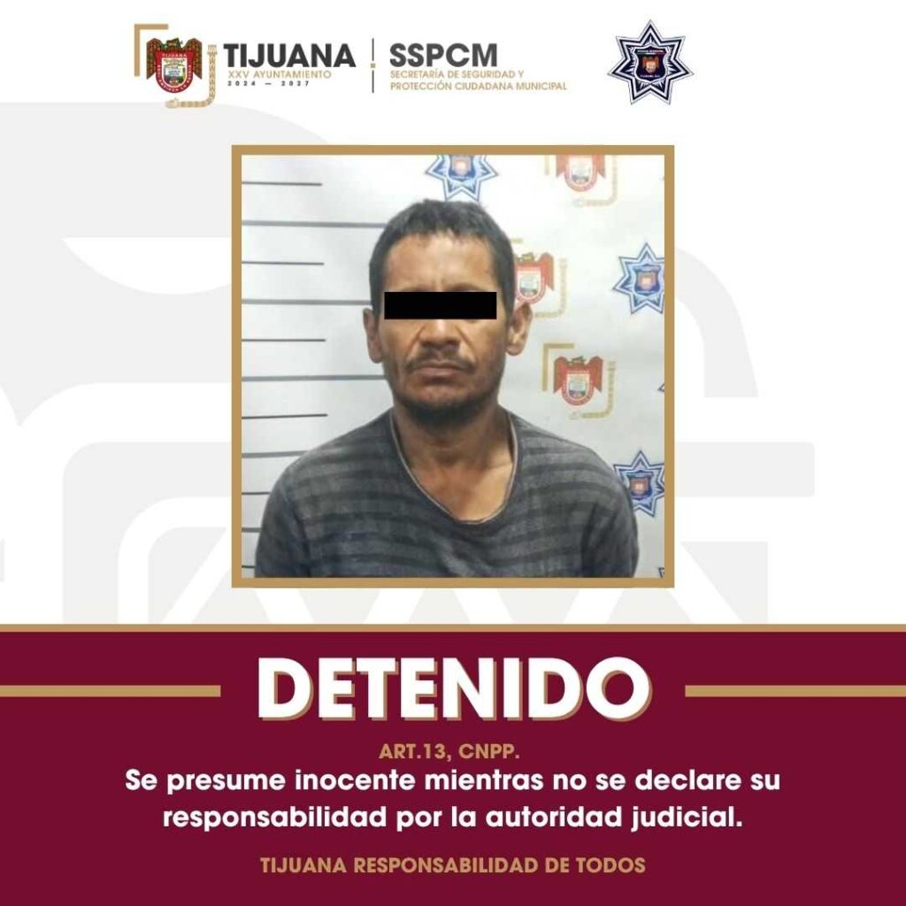 Detiene Policía Municipal de Tijuana a sujeto por robo con violencia en domicilio en colonia Altiplano