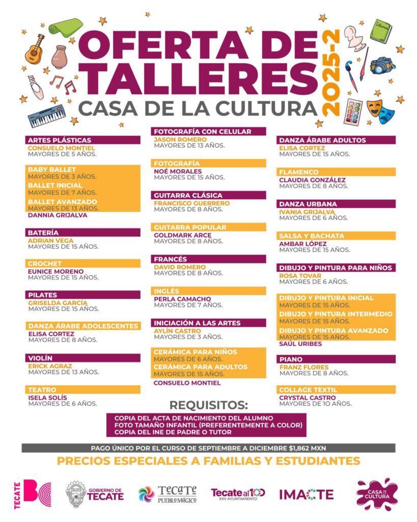 Abre casa de la cultura inscripciones para talleres artísticos y culturales