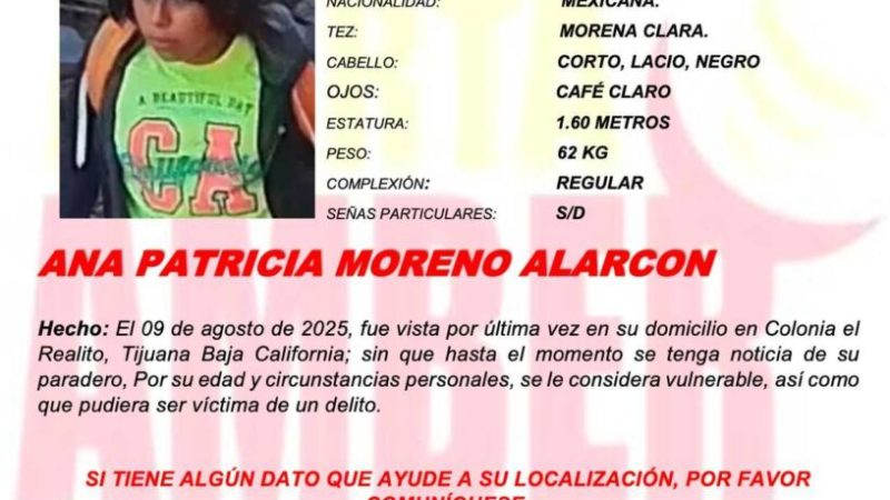Alerta Amber Baja California Ana Patrcia Moreno Alarcón