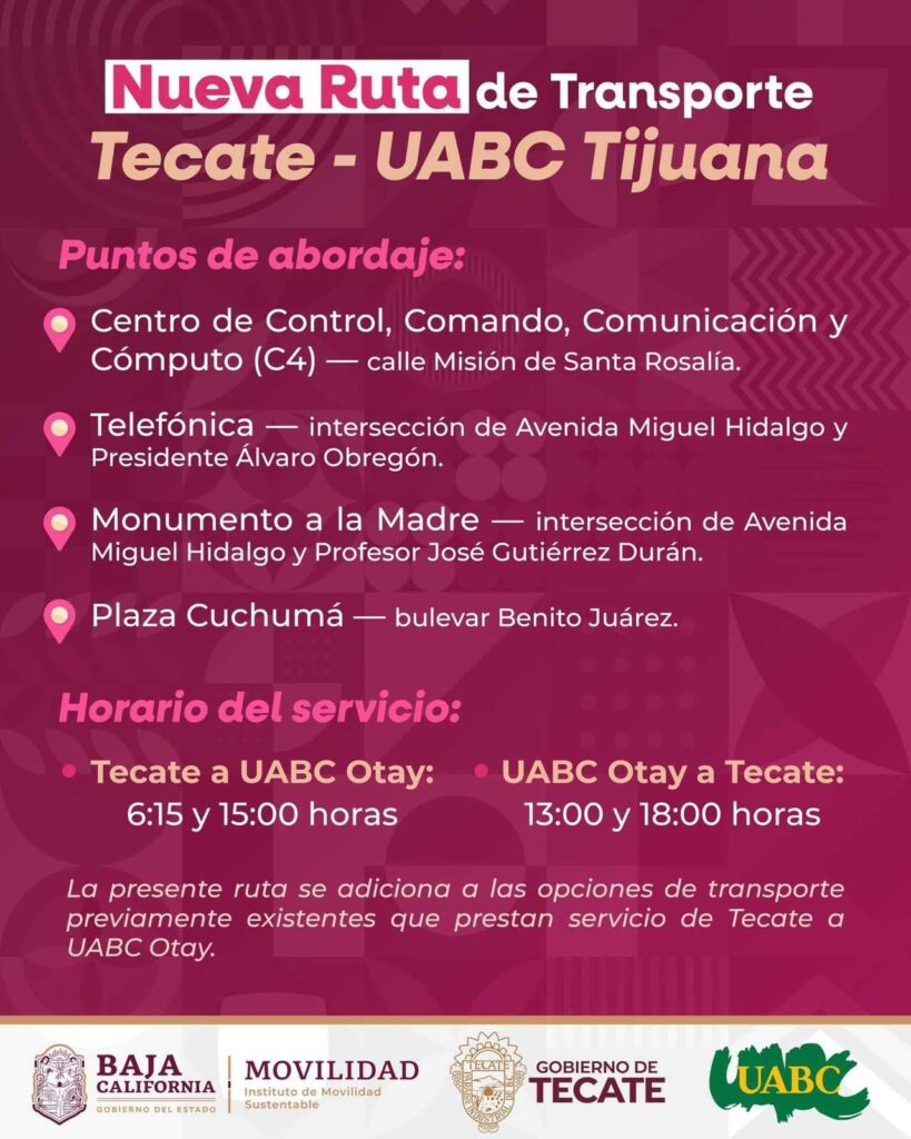 Garantizan transporte escolar Tecate-Tijuana