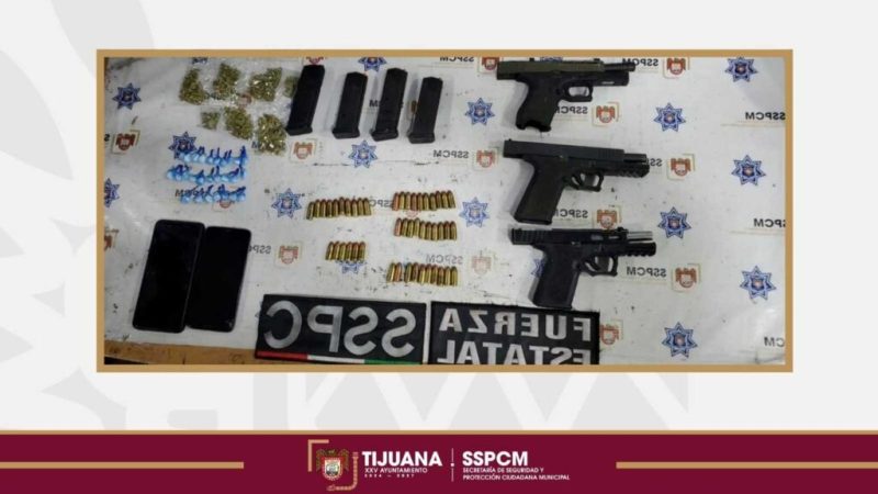 Asegura Policía Municipal a dos personas con armas y droga en trabajos coordinados con otras corporaciones