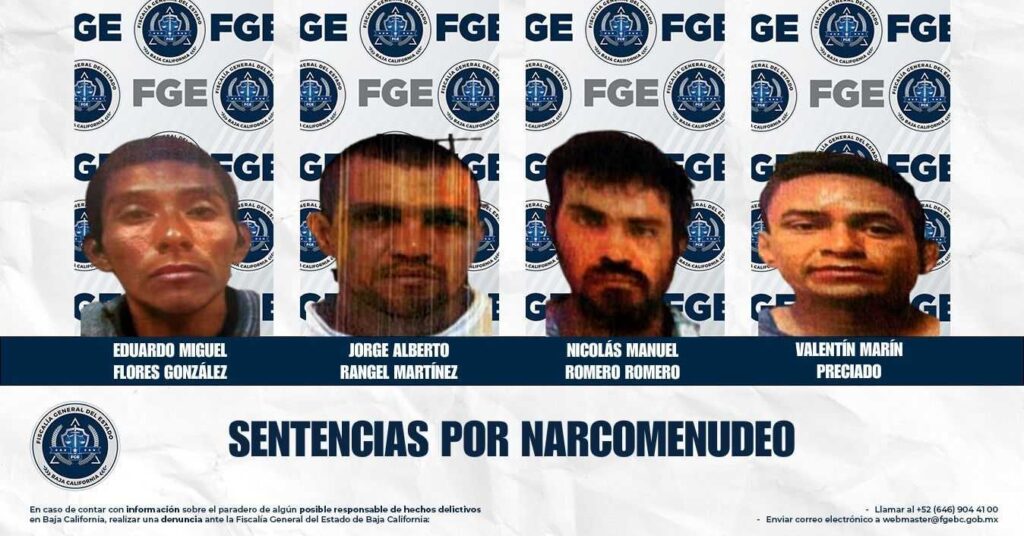 Cuatro imputados por narcomenudeo reciben sentencia condenatoria